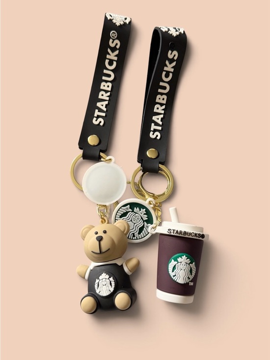 Starbucks Accessories - NWOT-Starbucks Black Strap Bear & Cup Keychain Set